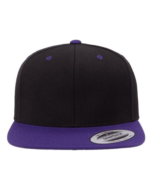 YP Classics 6089M — Premium Flat Bill Snapback Cap — Black/ Purple