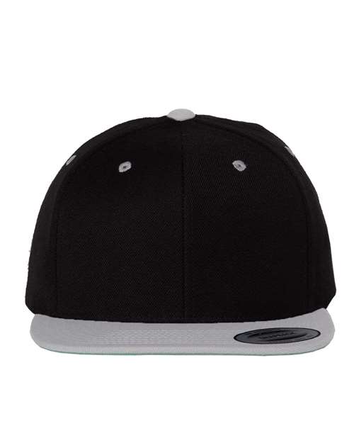 YP Classics 6089M — Premium Flat Bill Snapback Cap — Black/ Silver