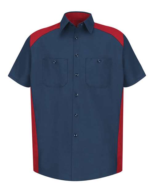 Red Kap SP28 — Men's Short Sleeve Motorsports Shirt — Navy/ Red