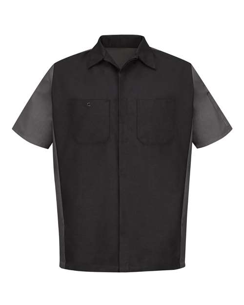 Red Kap SY20 — Men's Short Sleeve Automotive Crew Shirt — Black/ Charcoal