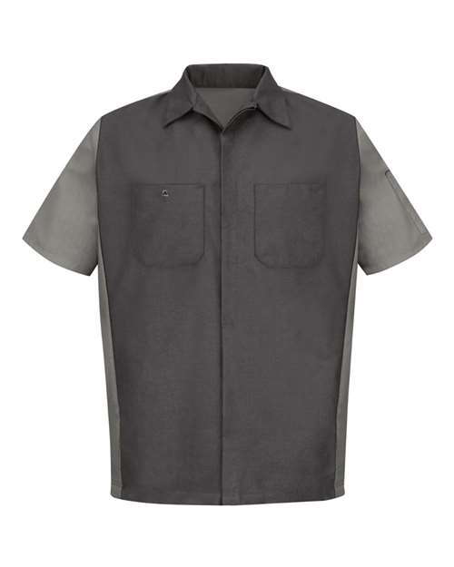 Red Kap SY20 — Men's Short Sleeve Automotive Crew Shirt — Charcoal/ Grey