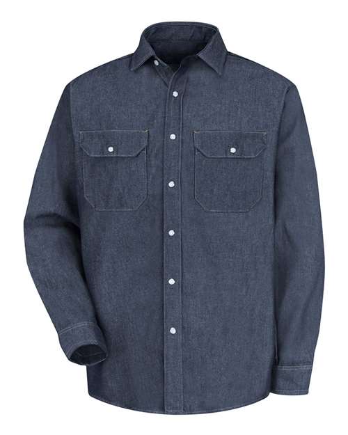 Red Kap SD78 — Men's Deluxe Denim Long Sleeve Shirt — Denim