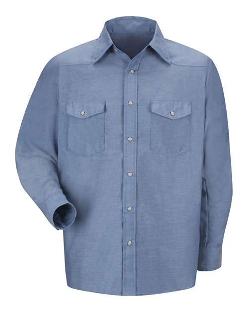 Red Kap SC14 — Men's Deluxe Western Style Long Sleeve Shirt — Light Blue