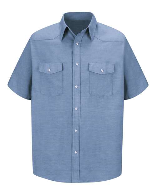 Red Kap SC24 — Men's Deluxe Western Style Short Sleeve Shirt — Light Blue