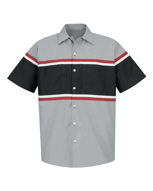 Red Kap SP24GM — Men's Technician Shirt — Grey/ Black/ Red