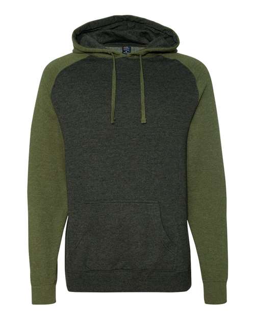 Independent Trading Co. IND40RP — Unisex Raglan Hooded Sweatshirt — Charcoal Heather/ Army Heather