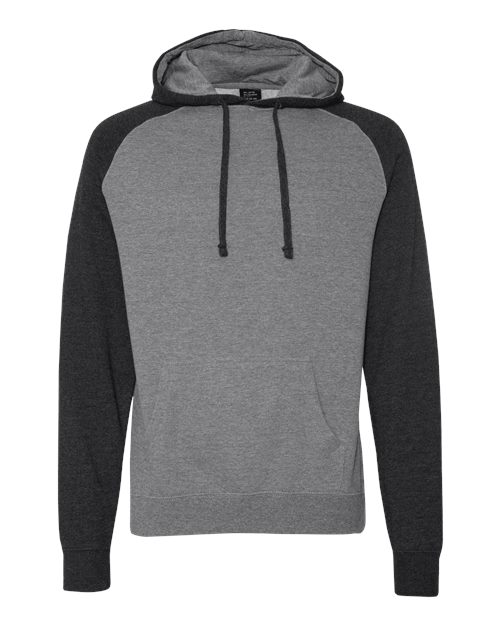 Independent Trading Co. IND40RP — Unisex Raglan Hooded Sweatshirt — Gunmetal Heather/ Charcoal Heather