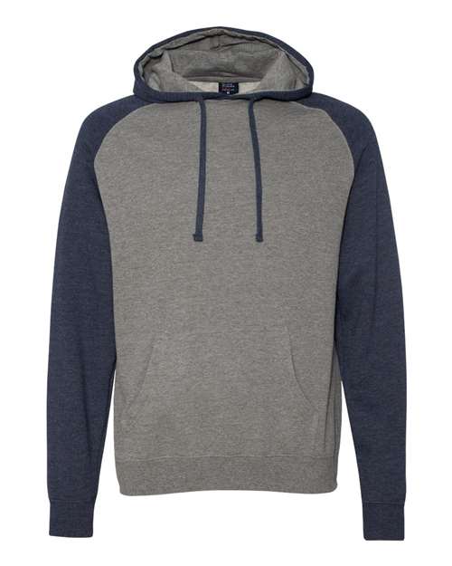 Independent Trading Co. IND40RP — Unisex Raglan Hooded Sweatshirt — Gunmetal Heather/ Classic Navy Heather