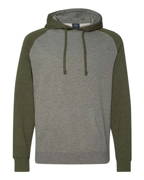 Independent Trading Co. IND40RP — Unisex Raglan Hooded Sweatshirt — Gunmetal Heather/ Army Heather