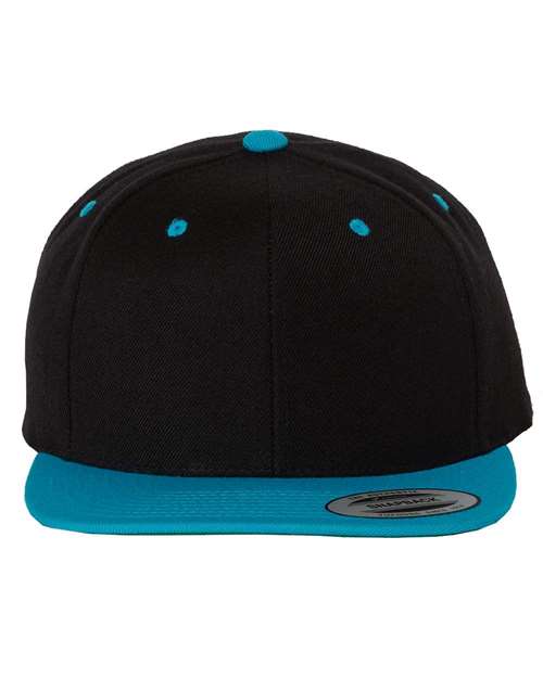 YP Classics 6089M — Premium Flat Bill Snapback Cap — Black/ Teal