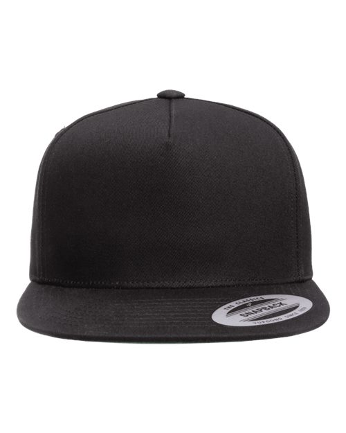 YP Classics 6007 — Five-Panel Cotton Twill Snapback Cap — Black