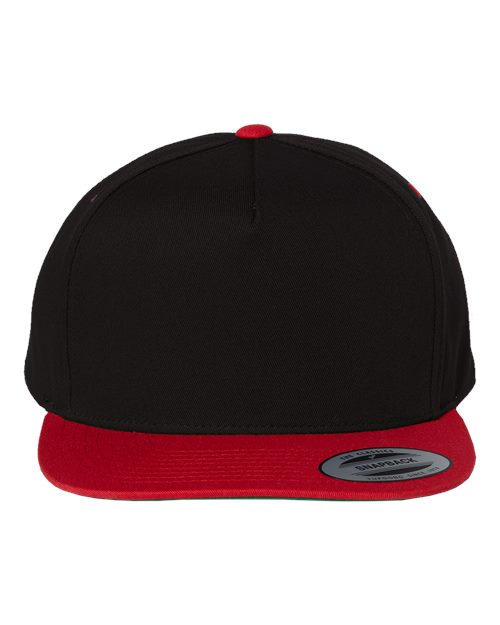 YP Classics 6007 — Five-Panel Cotton Twill Snapback Cap — Black/ Red
