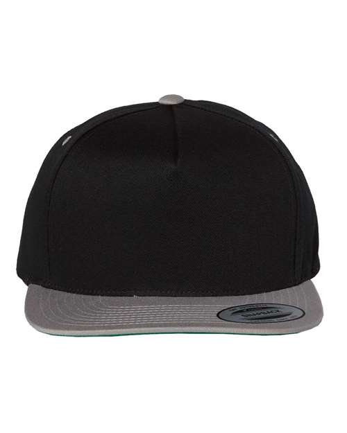 YP Classics 6007 — Five-Panel Cotton Twill Snapback Cap — Black/ Grey