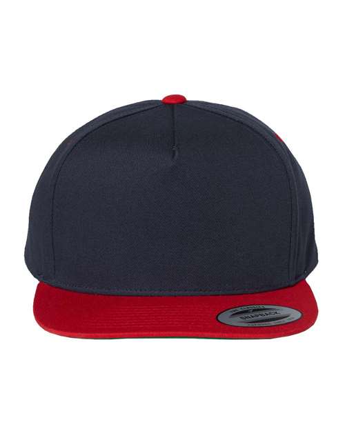 YP Classics 6007 — Five-Panel Cotton Twill Snapback Cap — Navy/ Red
