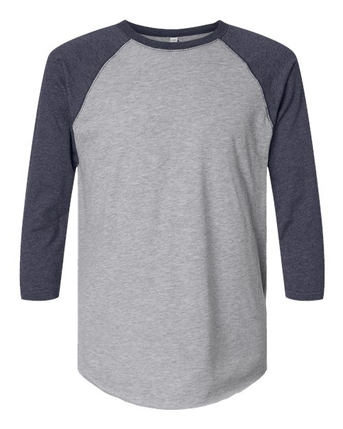 LAT 6930 — Unisex Baseball Fine Jersey Three-Quarter Sleeve Tee — Vintage Heather/ Vintage Navy