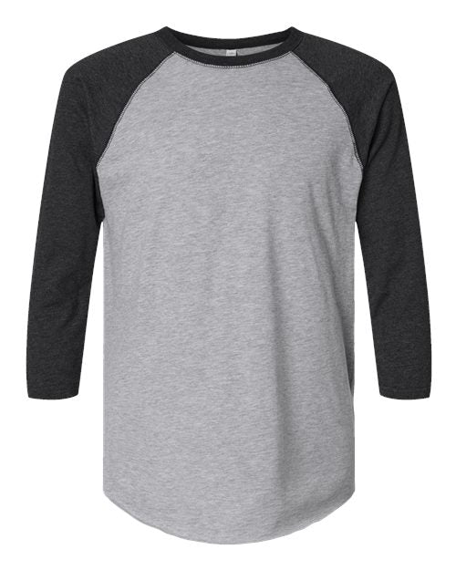 LAT 6930 — Unisex Baseball Fine Jersey Three-Quarter Sleeve Tee — Vintage Heather/ Vintage Smoke