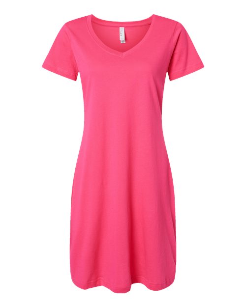 LAT 3522 — Women's Fine Jersey V-Neck Coverup — Hot Pink