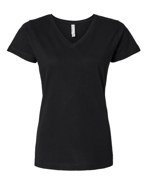 LAT 3507 — Women's Fine Jersey V-Neck Tee — Black