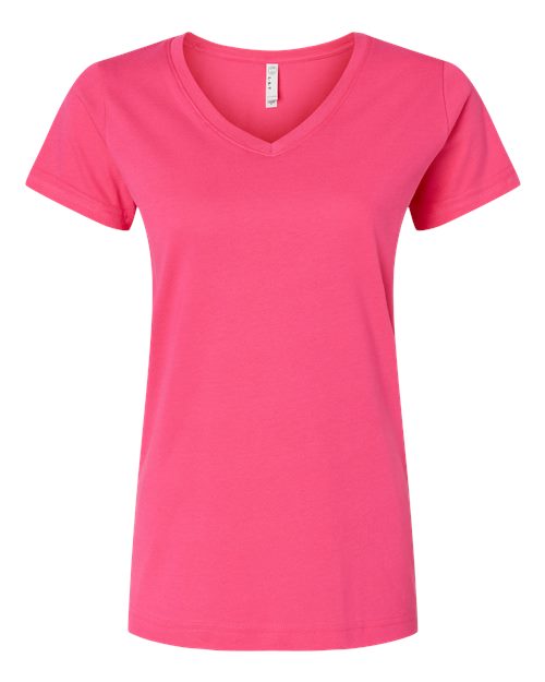 LAT 3507 — Women's Fine Jersey V-Neck Tee — Hot Pink