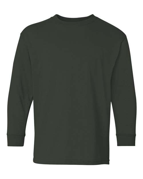 Gildan 5400B — Youth Heavy Cotton™ Long Sleeve T-Shirt — Forest Green