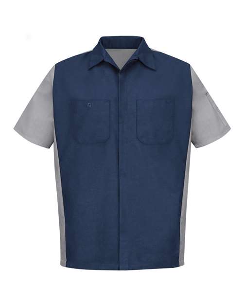 Red Kap SY20 — Men's Short Sleeve Automotive Crew Shirt — Navy/ Grey