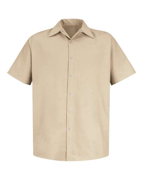 Red Kap SP26 — Men's Specialized Short Sleeve Pocketless Work Shirt — Light Tan