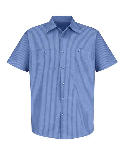 Red Kap SB22 — Men's Industrial Stripe Short Sleeve Work Shirt — BS-Petrol Blue/ Navy