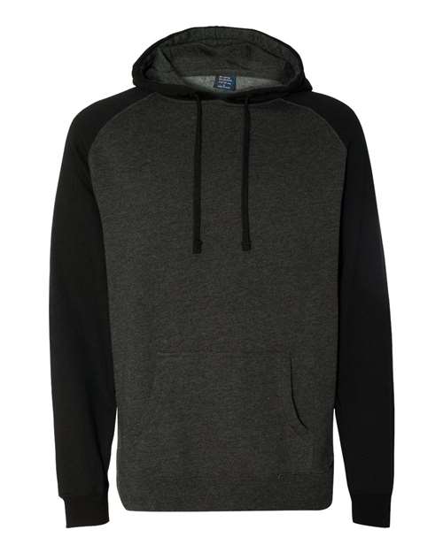 Independent Trading Co. IND40RP — Unisex Raglan Hooded Sweatshirt — Charcoal Heather/ Black