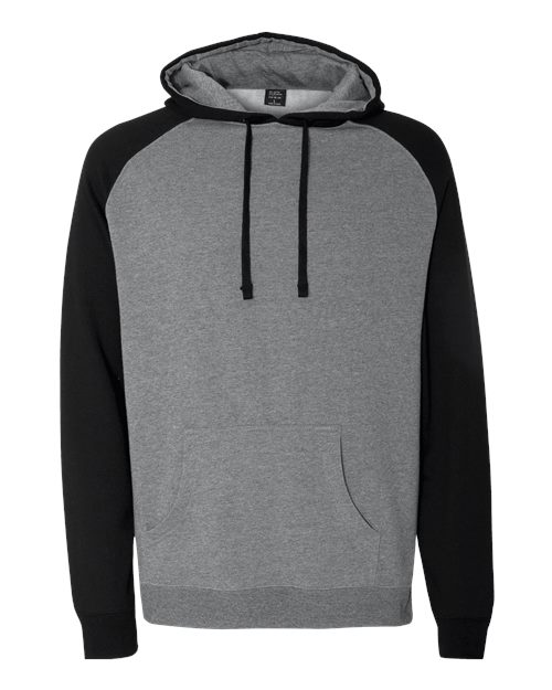 Independent Trading Co. IND40RP — Unisex Raglan Hooded Sweatshirt — Gunmetal Heather/ Black