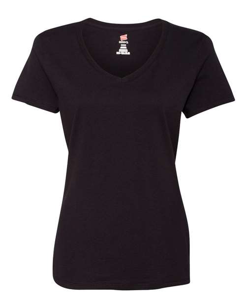 Hanes S04V — Women's Perfect-T V-Neck T-Shirt — Black