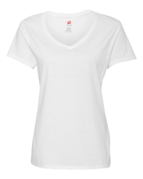 Hanes S04V — Women's Perfect-T V-Neck T-Shirt — White