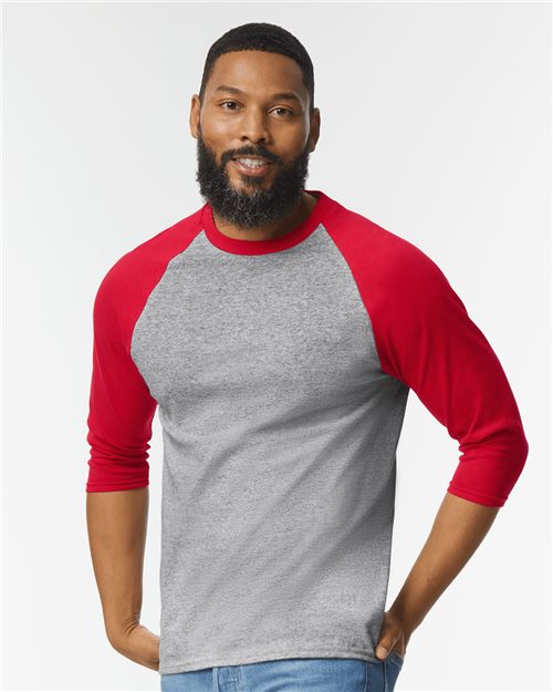Gildan 5700 — Unisex Heavy Cotton™ Raglan Three-Quarter Sleeve T-Shirt — main view
