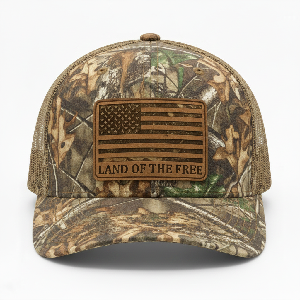 Land of the Free Leather Patch Trucker Hat | Summit Standard Co.