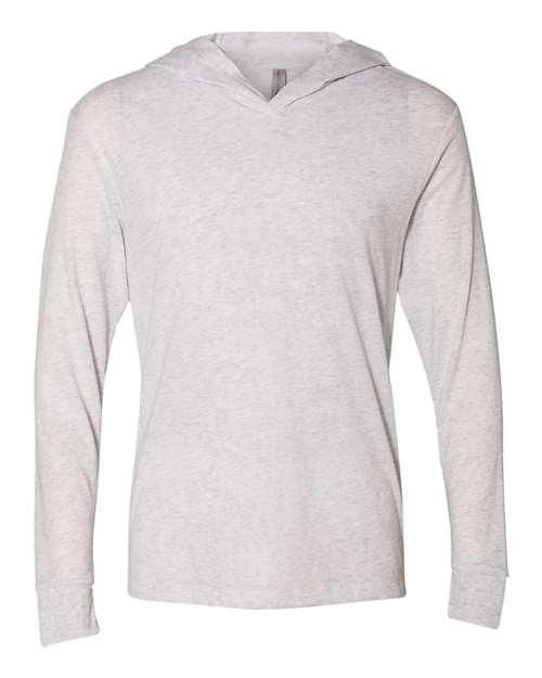 Next Level 6021 — Unisex Triblend Hooded Long Sleeve Pullover T-Shirt — Heather White