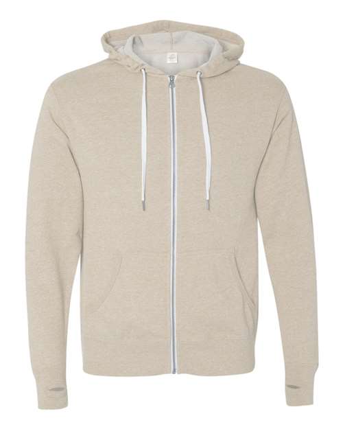 Independent Trading Co. PRM90HTZ — Unisex Heathered French Terry Full-Zip Hooded Sweatshirt — Oatmeal Heather