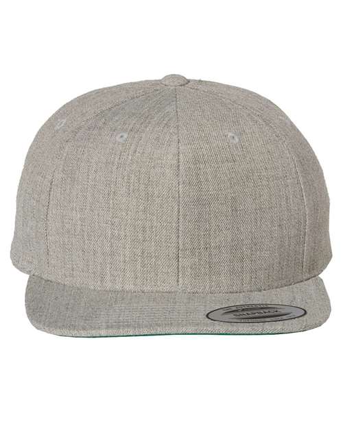YP Classics 6089M — Premium Flat Bill Snapback Cap — Heather Grey