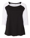 LAT 3830 — Women's Curvy Collection Baseball Three-Quarter Sleeve Tee — main view