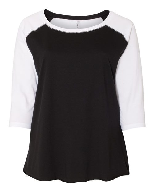LAT 3830 — Women's Curvy Collection Baseball Three-Quarter Sleeve Tee — main view