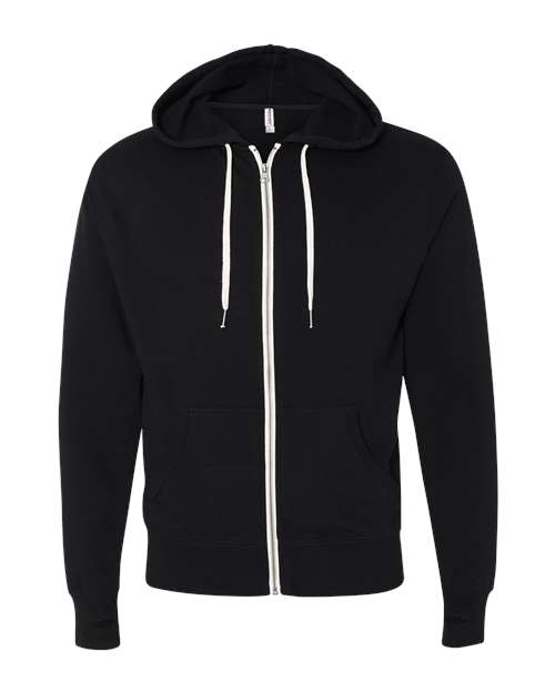 Independent Trading Co. PRM90HTZ — Unisex Heathered French Terry Full-Zip Hooded Sweatshirt — Black