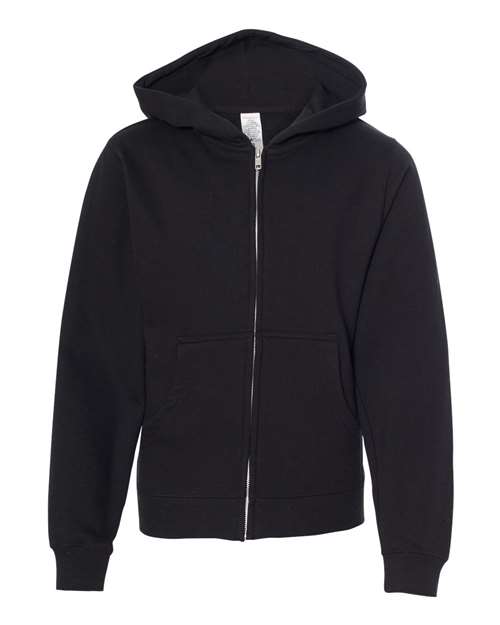 Independent Trading Co. SS4001YZ — Youth Midweight Full-Zip Hooded Sweatshirt — Black