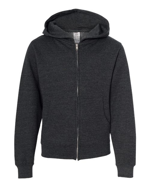Independent Trading Co. SS4001YZ — Youth Midweight Full-Zip Hooded Sweatshirt — Charcoal Heather