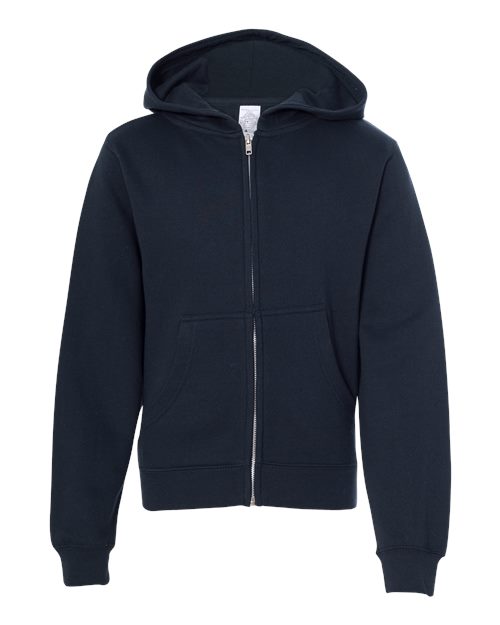 Independent Trading Co. SS4001YZ — Youth Midweight Full-Zip Hooded Sweatshirt — Navy