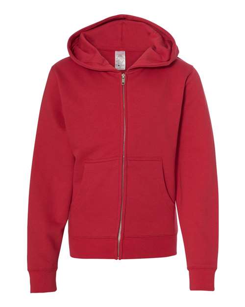 Independent Trading Co. SS4001YZ — Youth Midweight Full-Zip Hooded Sweatshirt — Red