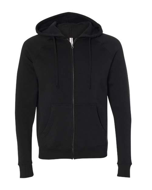 Independent Trading Co. PRM33SBZ — Unisex Special Blend Raglan Full-Zip Hooded Sweatshirt — Black