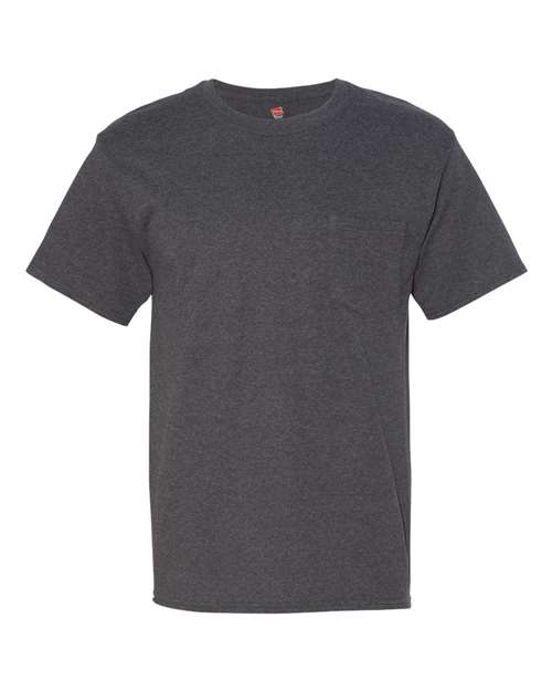 Hanes 5190 — Men's Beefy-T® Pocket T-Shirt — Charcoal Heather