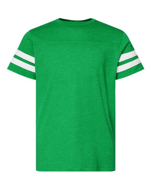 LAT 6137 — Youth Football Fine Jersey Tee — Vintage Green/ White