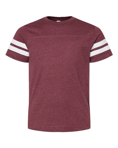 LAT 6137 — Youth Football Fine Jersey Tee — Vintage Burgundy/ White
