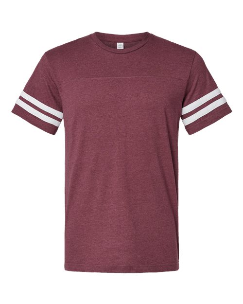 LAT 6937 — Men's Football Fine Jersey Tee — Vintage Burgundy/ White