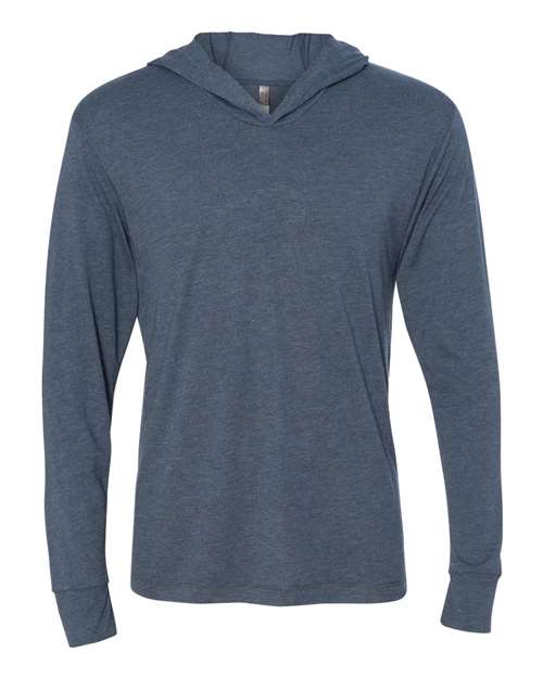 Next Level 6021 — Unisex Triblend Hooded Long Sleeve Pullover T-Shirt — Indigo