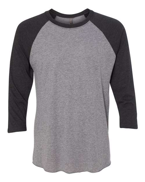 Next Level 6051 — Unisex Triblend Three-Quarter Raglan T-Shirt — Vintage Black Sleeves/ Premium Heather Body